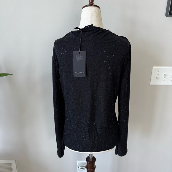NWT! Alice Rinaldi Jeweled Elegant Black Long Sleeve Top - Picture 3 of 8